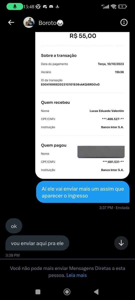 sommungucci's tweet photo. Pessoal que ta tentando comprar ingresso pra bgs meu amigo comprou com o @Danilo_borotoc e levou block provas aqui👇🏽 https://t.co/lQDPPgKViL