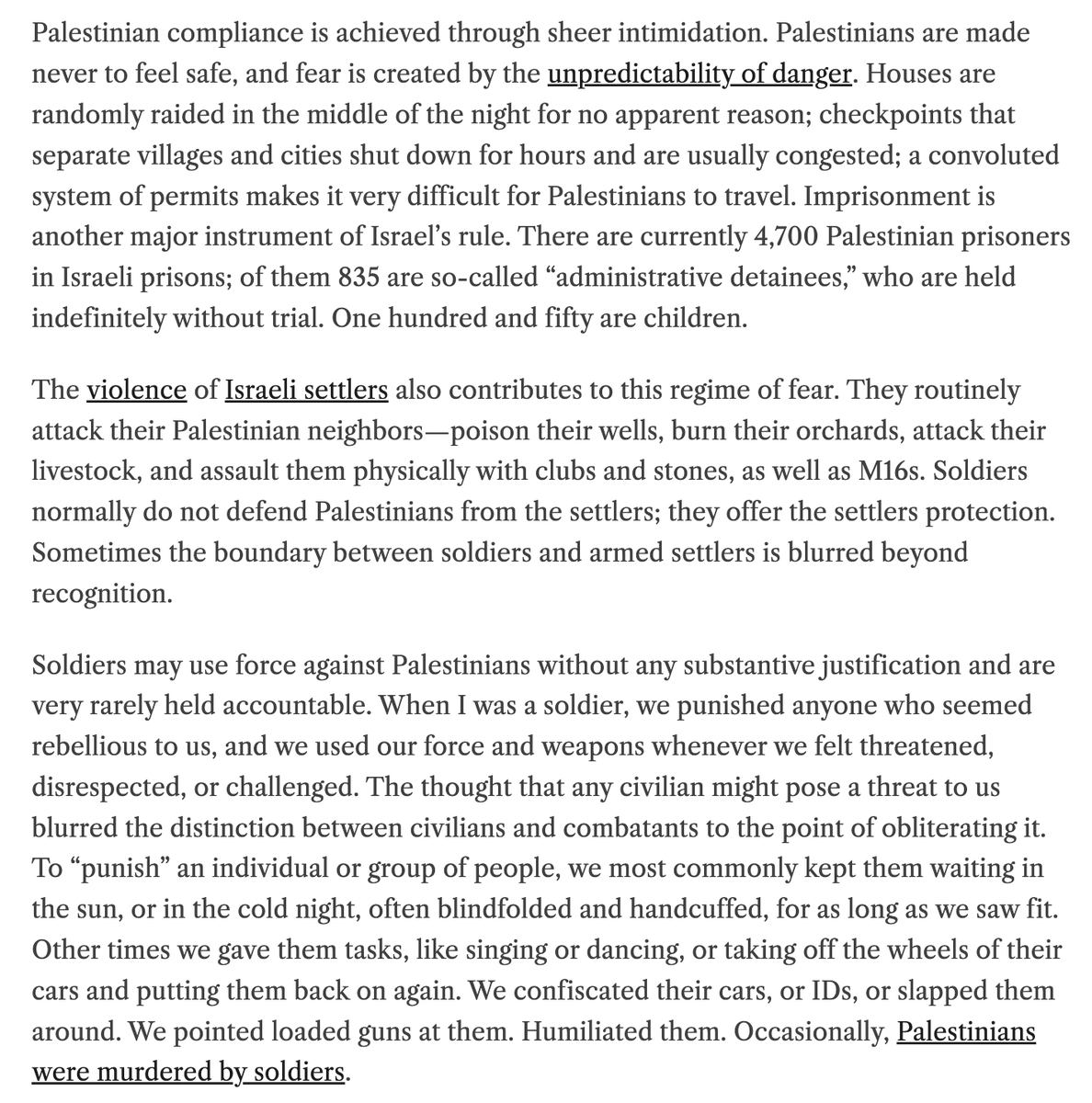 zunguzungu's tweet photo. On remorse, from a former IDF soldier, who asks "How can morality enable us to live with the horror we inspire in ourselves?"

from @TheRavenMag1. 

https://t.co/INSmxi31YW https://t.co/nRxfwnyorr