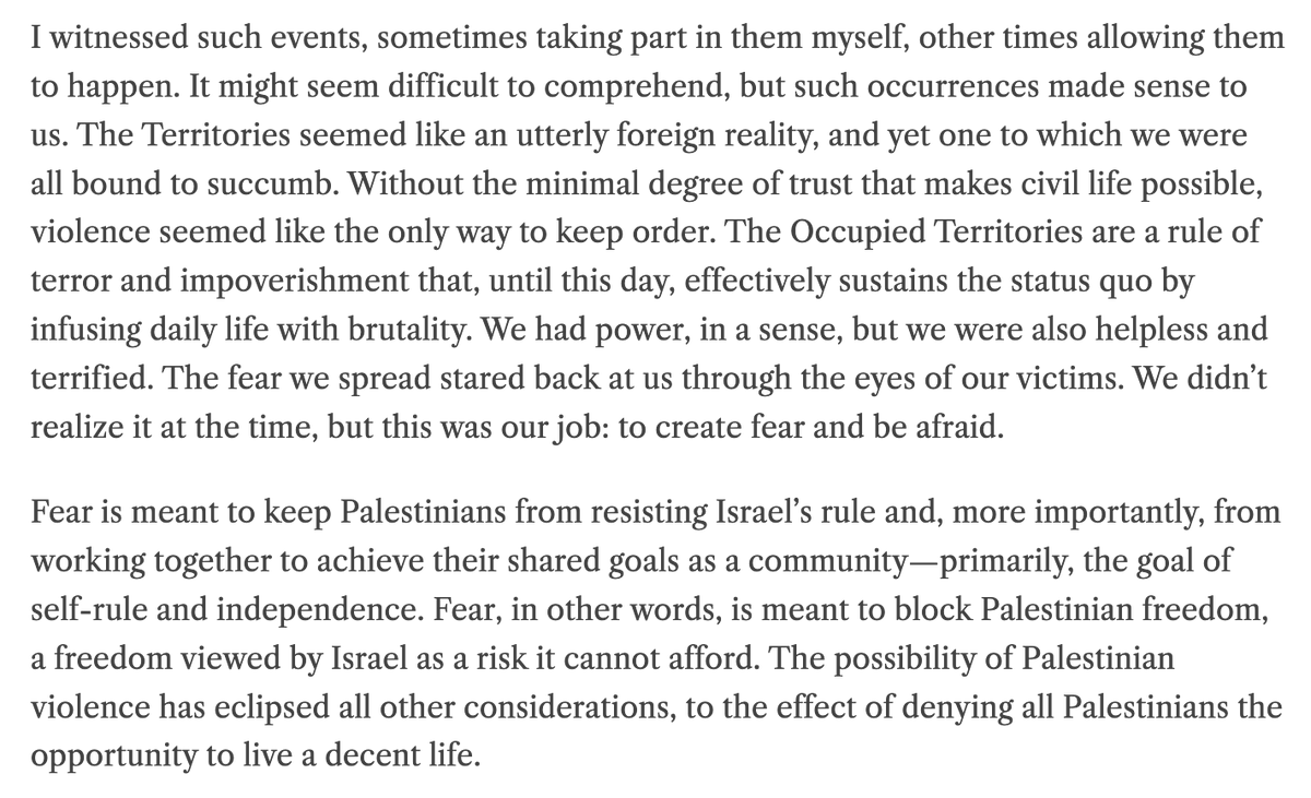 zunguzungu's tweet photo. On remorse, from a former IDF soldier, who asks "How can morality enable us to live with the horror we inspire in ourselves?"

from @TheRavenMag1. 

https://t.co/INSmxi31YW https://t.co/nRxfwnyorr