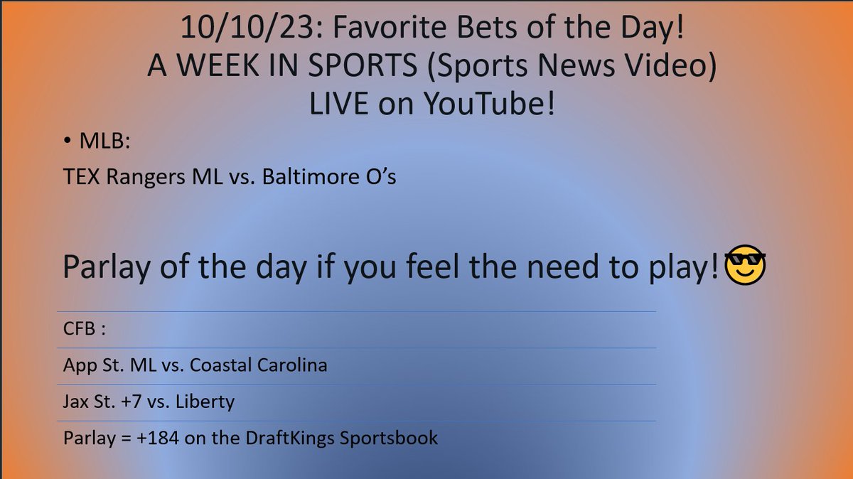 ZTFULLYLOADED's tweet photo. COLLEGE FOOTBALL ON A TUESDAY!!? Say Less!

CHECK OUR FAVORITE BET OF THE DAY AND OUR PARLAY OF THE DAY, IF YOU FEEL THE NEED TO PLAY!🤑

Running Records for each:😎

Favorite Bet of the Day:
32-18-2

Parlay of the Day:
23-29 https://t.co/fZ5nGrEew4