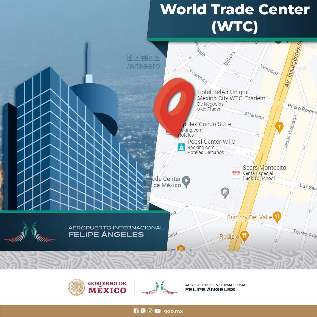 aifaaero's tweet photo. ¿Sabías qué uno de los puntos de abordaje entre el #AIFA y la #CDMX es a media cuadra del #WTC?
Para más información, visítanos en: https://t.co/cV86BqBrvw
#AeropuertoInternacionalFelipeÁngeles #NLU #VuelaAIFA #Conectividad #WorldTradeCenterCDMX https://t.co/6rlac5UgS1