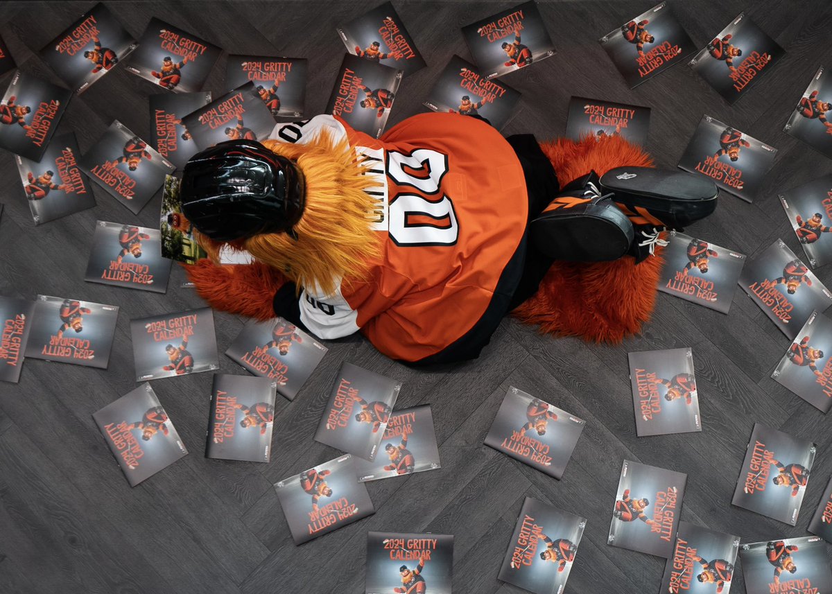GrittyNHL's tweet photo. greased up fire fighters been real quiet since i got into the calendar game https://t.co/Q9w6sYe8KT