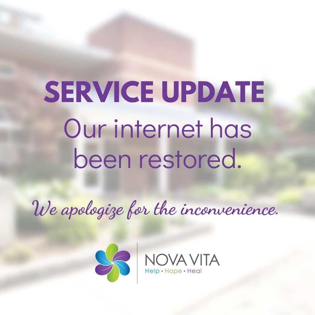 NovaVitaBrant's tweet photo. Our internet service has been restored and we are once again able to send and receive emails! 

Please note that our 24/7 Crisis &amp; Support Line at 519-752-HELP (4357) is always available for those in need of immediate support. 
#NovaVitaBrant #brantford #CountyofBrant #sixnations https://t.co/FNn3GpiwWJ