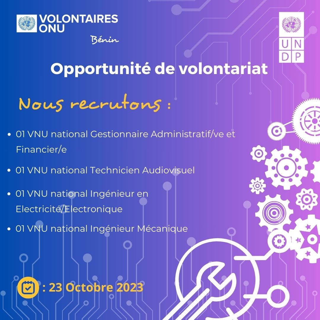 📣💙#opportunité👥💙
Dans le cadre de la mise en œuvre de l’#initiative #Timbuktoo au Bénin, nous recrutons pour le #Pôle d’#Innovation et de #Technologie de l’  <a href="/uacbenin/">UAC Benin</a>  (PIT-AC), 𝟰 𝗩𝗡𝗨 𝘀𝗽𝗲́𝗰𝗶𝗮𝗹𝗶𝘀𝘁𝗲𝘀 𝗻𝗮𝘁𝗶𝗼𝗻𝗮𝘂𝘅.
🔗👉: tinyurl.com/4e2bvsve