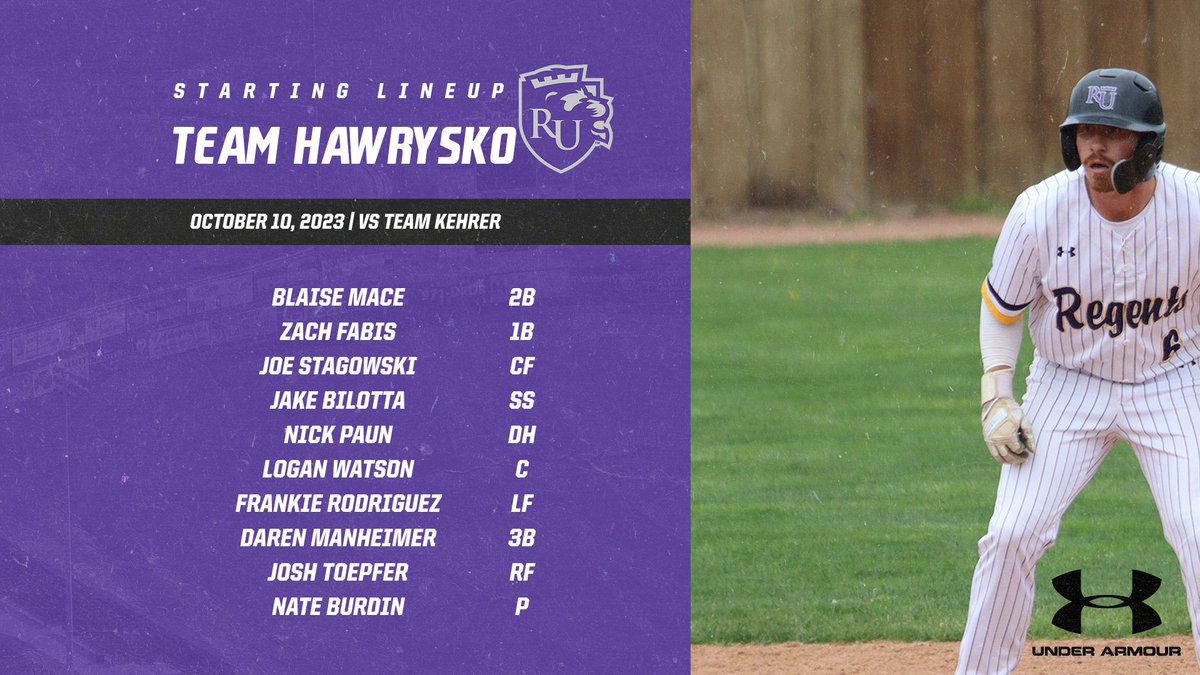 RegentBaseball's tweet photo. Team Hawrysko’s starting lineup. https://t.co/aMVFh7F3Fd