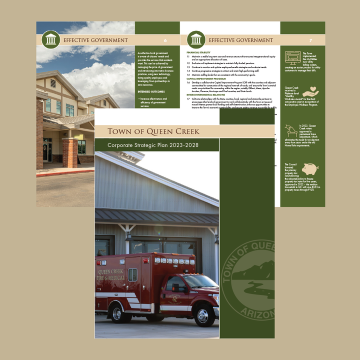 PDDG's tweet photo. For the past 5 years, the @TownofQC, Arizona has been a valued PDDG client partner.
We recently designed the Town’s 2023-2028 Corporate Strategic Plan, outlining the plan of action that translates Queen Creek’s mission, vision, and values statements into actionable goals. https://t.co/NCTtqhrXwo