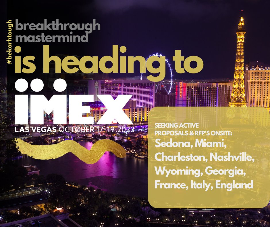 I'm excited to be back at IMEX this year.  If you're going to be in #Vegas next week - and have contacts in the locations listed I'd love to chat.  We'll be onsite with our team actively seeking to create some great experiences for our mastermind community.