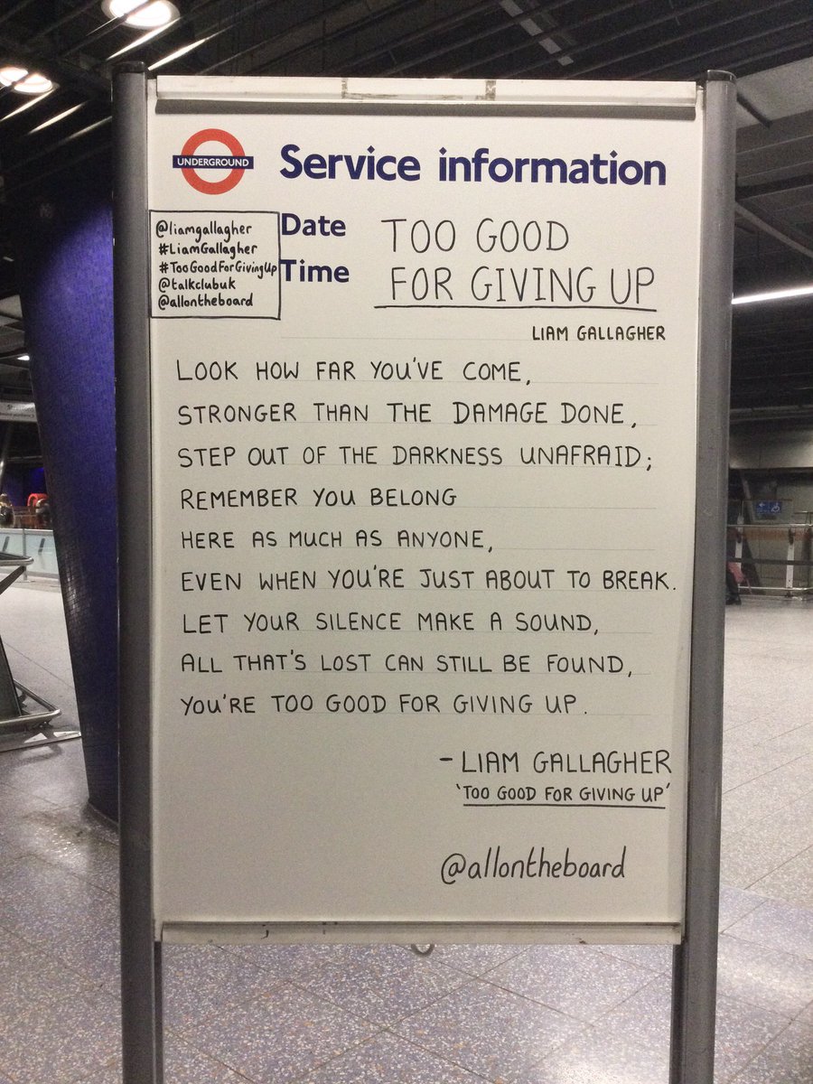 Today is World Mental Health Day and here’s a message from <a href="/liamgallagher/">Liam Gallagher</a> in support of <a href="/talkclubcharity/">Talk Club</a> and World Mental Health Day to remind you that you’re ‘Too Good For Giving Up’.

#WorldMentalHealthDay #MentalHealthMatters #LiamGallagher