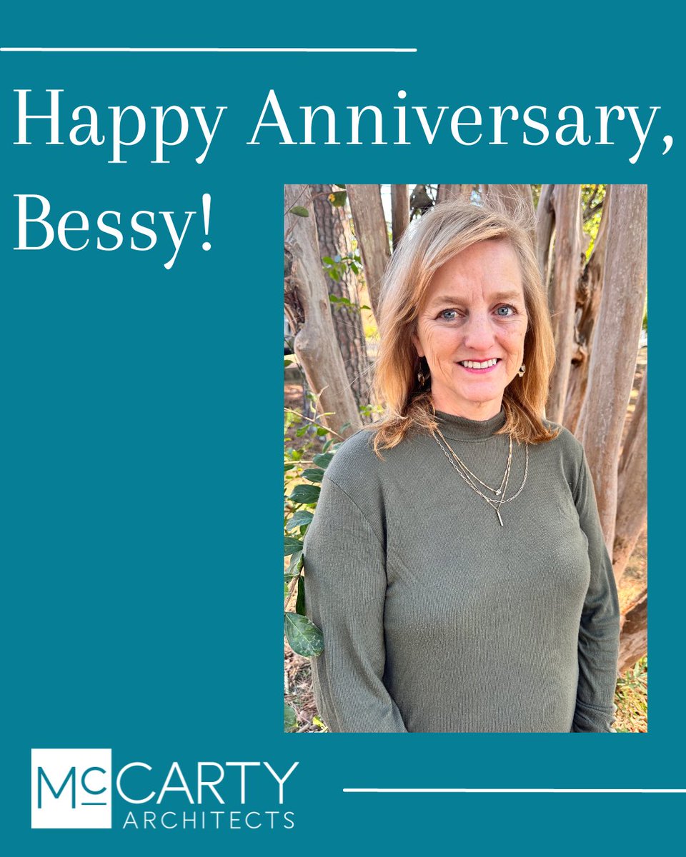 McCartyArchs's tweet photo. Join us in congratulating Bessy Roberts on 28 years with #McCartyArchitects! Bessy is currently the longest-serving employee at the firm, and we are grateful to have her. Thanks for your years of service, Bessy. https://t.co/Urg4P5hrnf