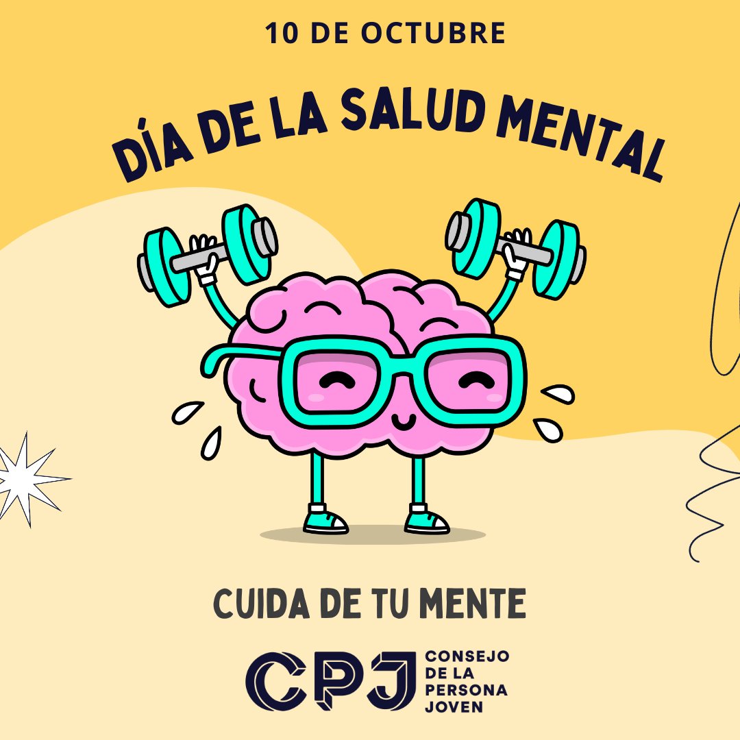 ConsejoPJ's tweet photo. Conmemoramos el #DíaMundialDeLaSaludMental 🧠cuidemos y promovamos el bienestar y la salud de forma integral. Reconocemos la importancia que tiene en las personas jóvenes una sana salud mental y trabajamos en beneficio de ello.
#CPJ #JuventudesCR #SaludMental https://t.co/DExD1om7CN