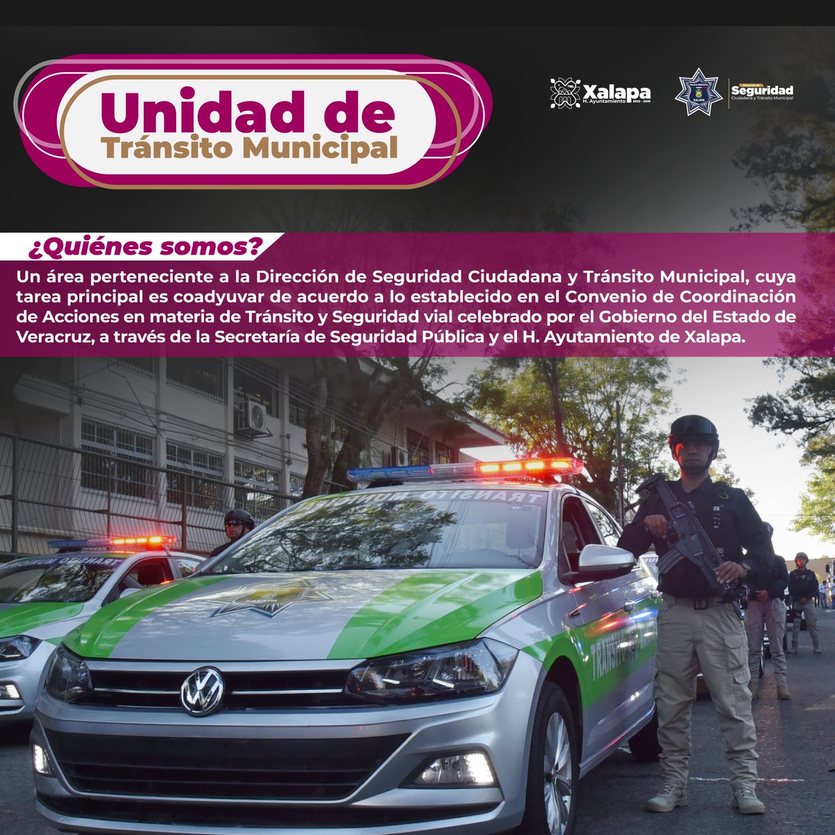 AytoXalapa's tweet photo. ¿Te has preguntado cuáles son las funciones que nos competen como Tránsito Municipal?
 
Recuerda que estamos para servirte las 24 horas del día los 365 días año.

👮🏼‍♀️ Tu Policía Municipal está para servirte. 👮🏻
 
#TrabajoYTransparencia
#SeguridadXalapa
#DSCYTM
#Xalapa https://t.co/W7xw2omlVV