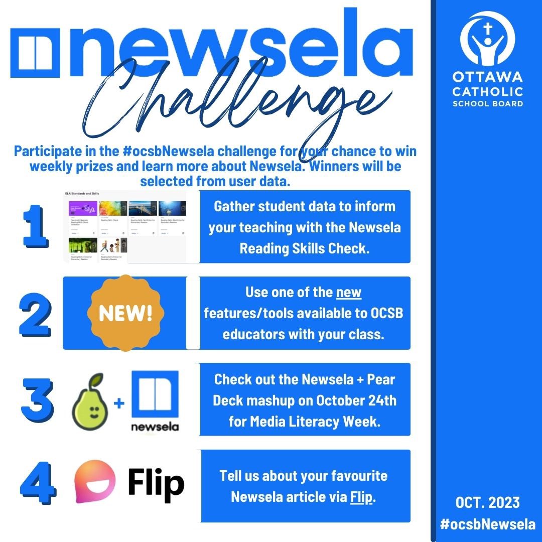 OCSB LT Department (@ocsb_lt) on Twitter photo The #ocsbNewsela challenge is back with even more prizes to be won. Check out the weekly challenges here: tinyurl.com/4zx9pd2z <a href="/OCSBelementary/">Student Success Elementary</a> <a href="/Newsela/">Newsela</a> #ocsbLiteracy The #ocsbNewsela challenge is back with even more prizes to be won. Check out the weekly challenges here: tinyurl.com/4zx9pd2z <a href="/OCSBelementary/">Student Success Elementary</a> <a href="/Newsela/">Newsela</a> #ocsbLiteracy