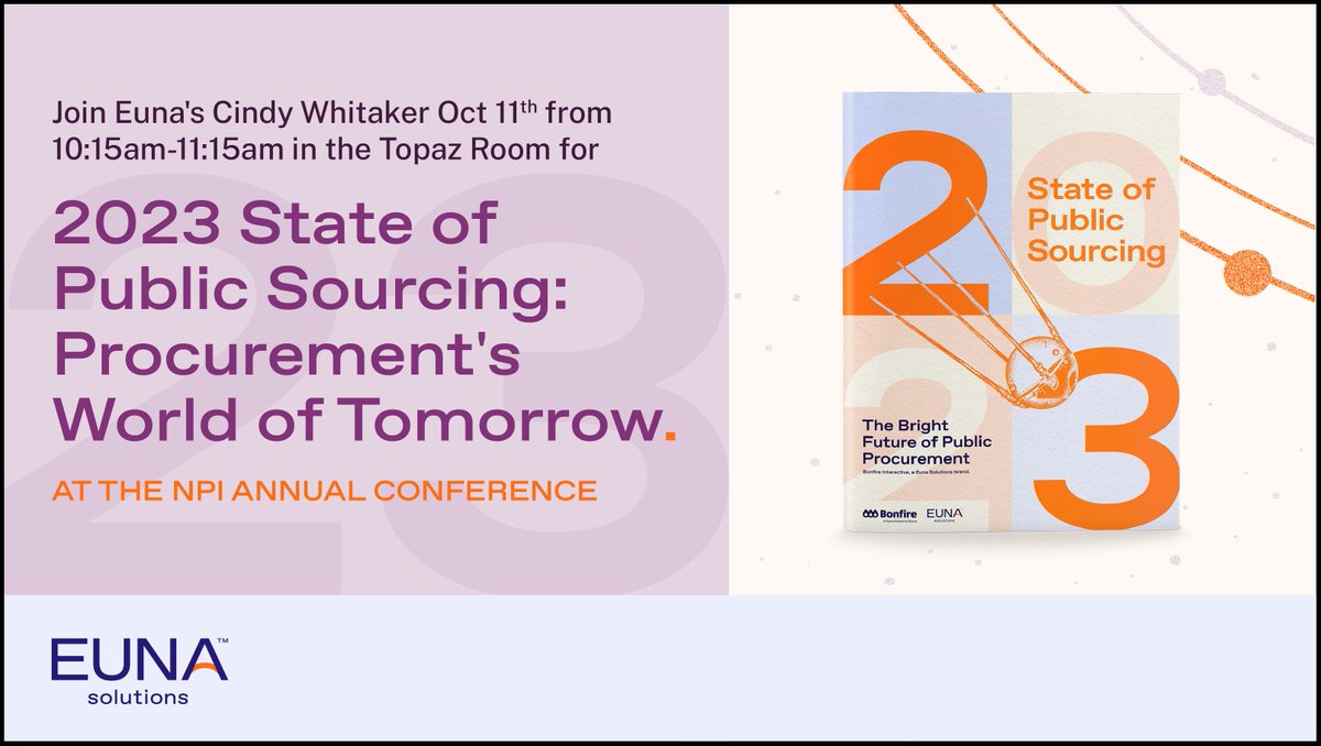 @NPI_procurement Annual Conference attendees! 

On Oct 11 at 10:15am, join us in the Topaz Room to dive into the findings from our 2023 State of Public Sourcing report and how to apply them within your agency. #publicprocurement