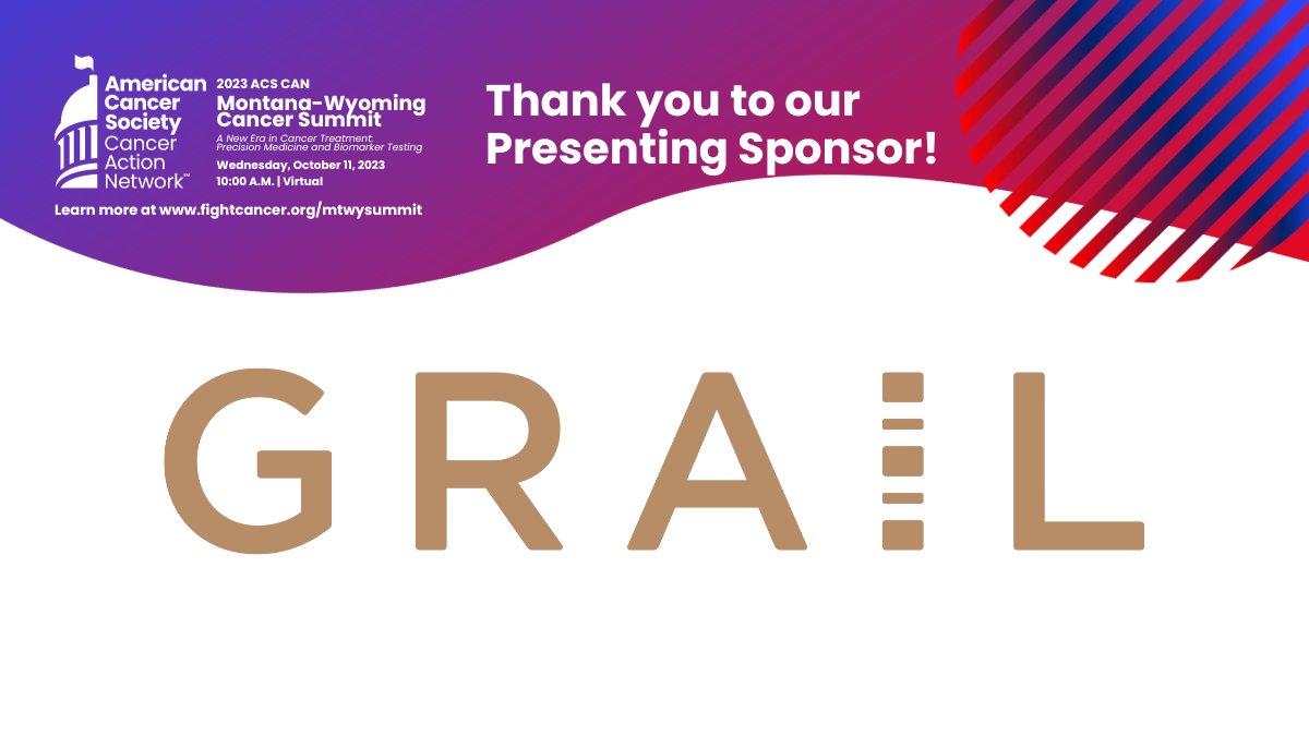 ACSCANMT's tweet photo. We're so excited for the Montana-Wyoming Cancer Summit tomorrow at 10AM MDT! #BiomarkerTesting and Targeted Therapies are the future of medicine!

Thank you to our presenting sponsor, @GrailBio 

Learn more at https://t.co/mFUcWsFfk3 
cc @WYACSCAN https://t.co/Bxehhsrfci