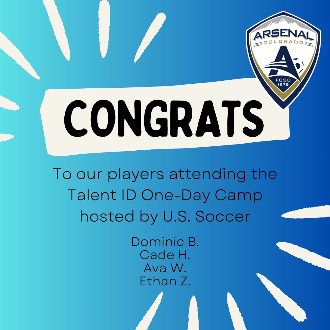 ArsenalColorado's tweet image. CONGRATS to our Academy players who have been selected to attend the ID Centers tonight and tomorrow night. 

#ussoccer #youthsoccer