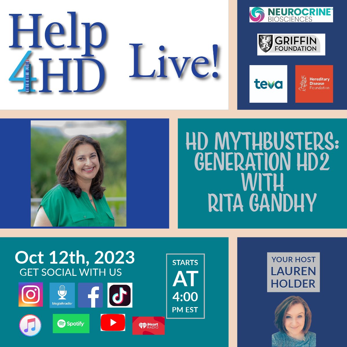 Interested in the Generation-HD2 #HDtrial? Dr. Gandhy discusses past findings from Generation-HD1 &amp; details of HD2 now enrolling. Listen TOMORROW on #Help4HDLive @ 1pm PST! blogtalkradio.com/help4hd 

Listen later: Spotify, iTunes, iHeartRadio, or Blog Talk.