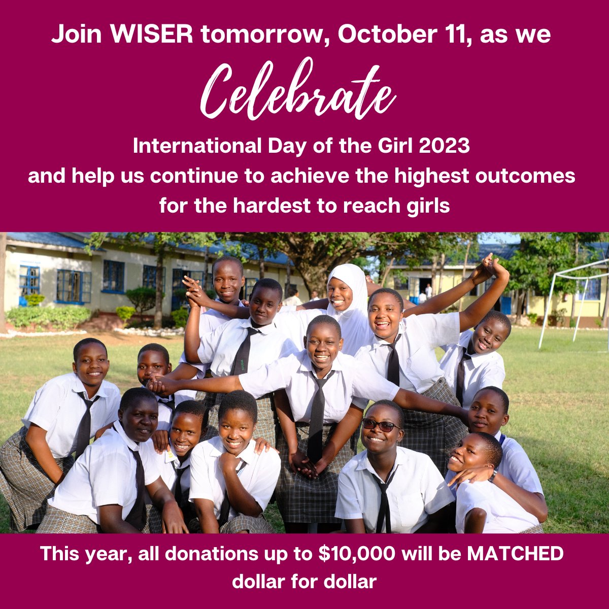 Get ready to join us in celebrating #internationaldayofthegirl, promoting #girlequality, and showcasing our documentary short #whatagirlcando. This is your chance to make a bold statement for change.

#InternationalDayOfTheGirl #MakeADifference #Donate