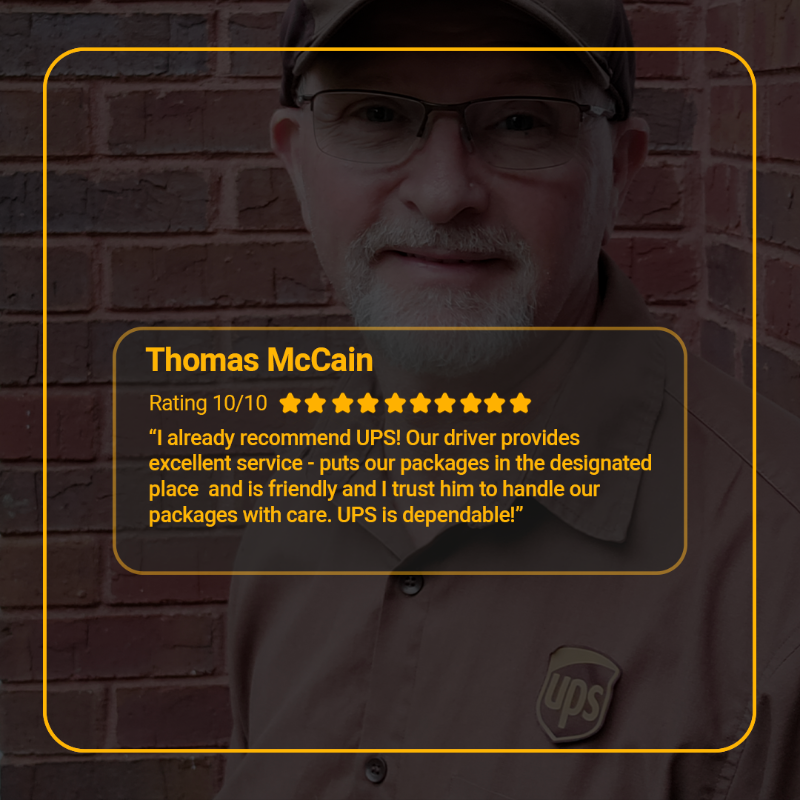 UPS's tweet photo. It's not easy being a perfect 10 😎

Here are a few of our drivers who've received a 10 out of 10 from our panel of experts (our customers). Celebrate 10/10 with us by clicking the photos below to nominate your favorite driver!