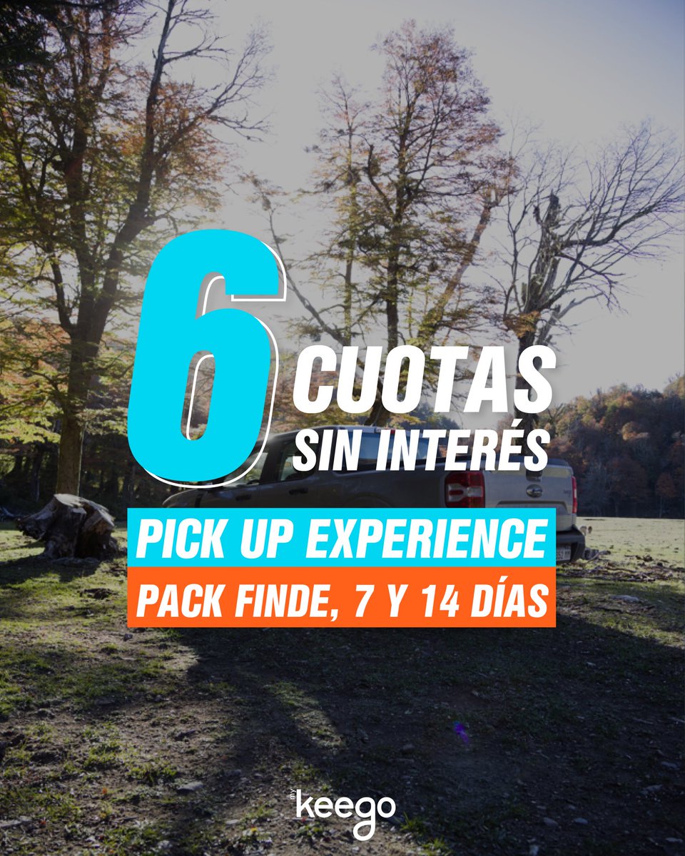 MyKeego_Arg's tweet photo. YA ‼️

Pick Up Experience Pack Finde en 6 cuotas sin interés comprando durante todo hoy martes 10 y miércoles 11 🔛

Ideal para aprovechar el finde largo de octubre 🔥

Subite a tu #MyKeego y sumate la #GeneraciónKeego • 

#SomosLoQueCompartimos #Carsharing https://t.co/wuyxMhAN8X