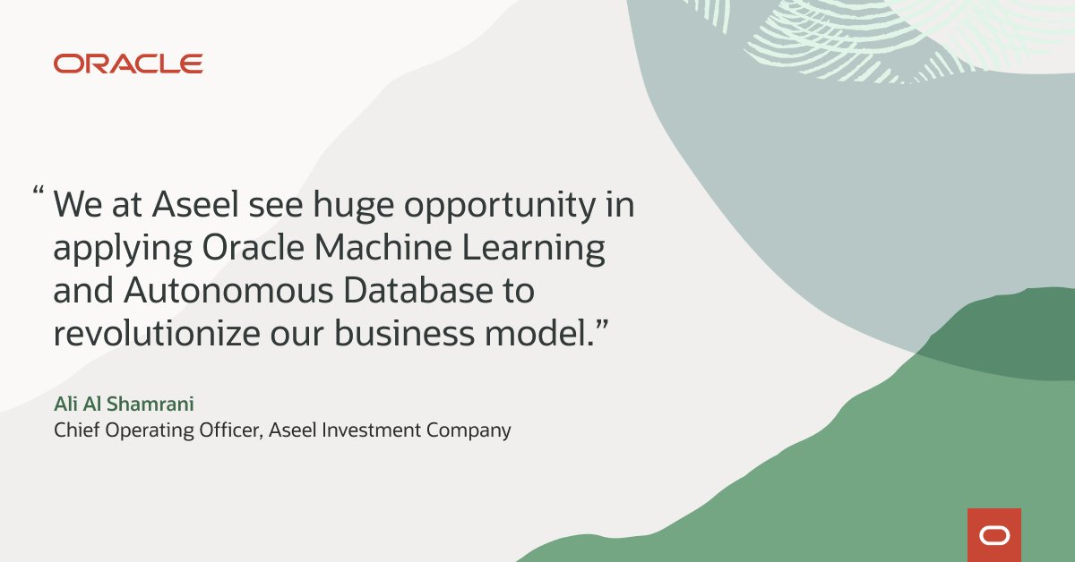 Gerome de GEA (@lgeromel) on Twitter photo With the power of Oracle Machine Learning in #AutonomousDatabase, data science team at <a href="/investaseel/">أصيل | Aseel</a> created a model achieving over 73% accuracy in predicting which of their investors have the potential to become repeat investors.
Success story: social.ora.cl/6010urDtj With the power of Oracle Machine Learning in #AutonomousDatabase, data science team at <a href="/investaseel/">أصيل | Aseel</a> created a model achieving over 73% accuracy in predicting which of their investors have the potential to become repeat investors.
Success story: social.ora.cl/6010urDtj