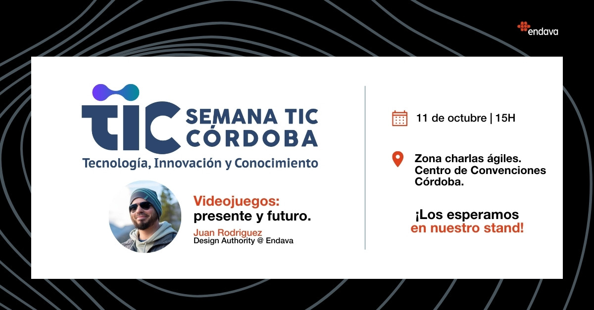 ¡Nos vemos mañana en #SemanaTIC! 
Los esperamos en nuestro stand e invitamos a participar de la charla sobre #videojuegos de Juan Rodriguez.🎮 

¡Inscríbanse al evento! 📷 okt.to/lFNP8m 

#CreamosComunidad #EndavaCordoba #EndavaArgentina