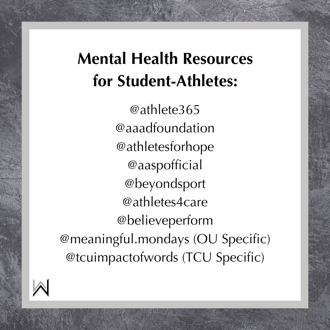 In honor of #WorldMentalHealthDay, we wanted to share some resources &amp; organizations that are actively working to support the mental health of Student-Athletes. Asking for help is never easy, but please know that we, along with many others, are here for you. 🤍

#EndTheStigma