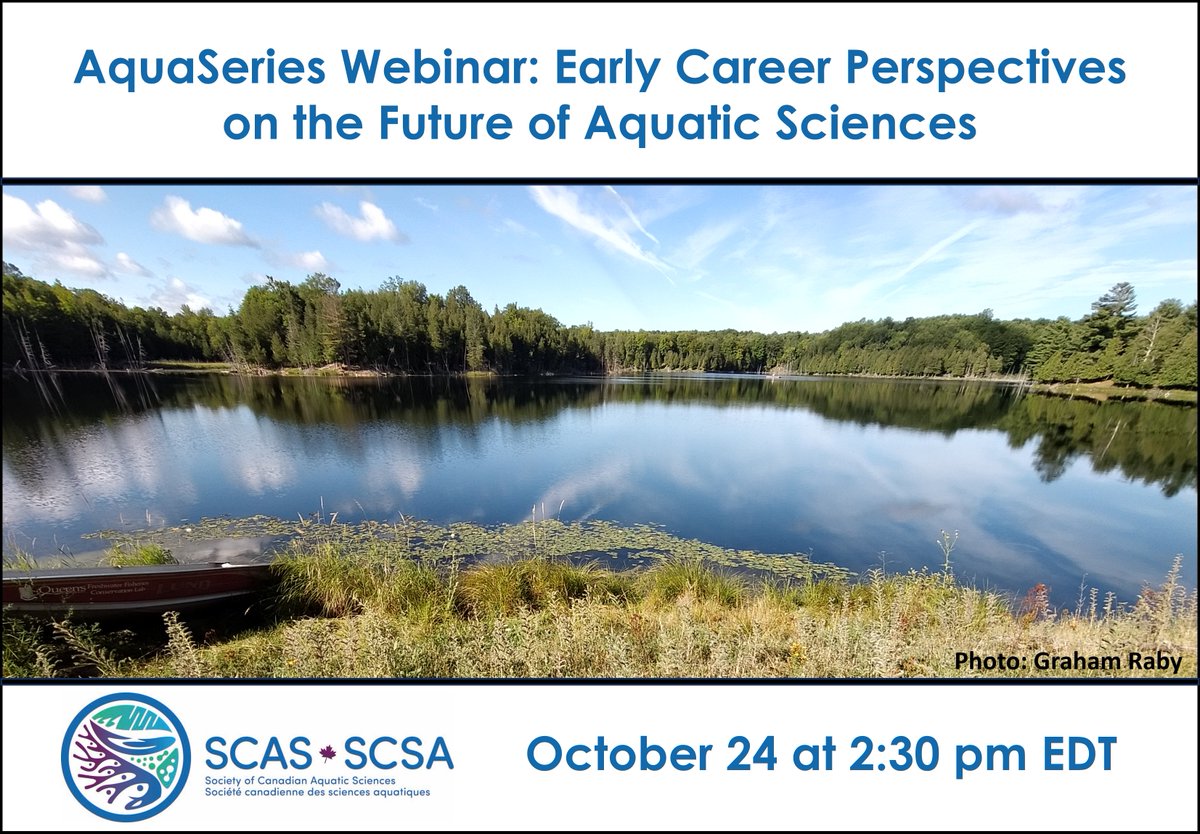 The next @scas_scsa webinar is on early career professional perspectives on the future of aquatic science. Oct 24, 2:30 Eastern Tim. FREE but u have to register here: docs.google.com/forms/d/e/1FAI… @C_Madliger @KirkwoodLab