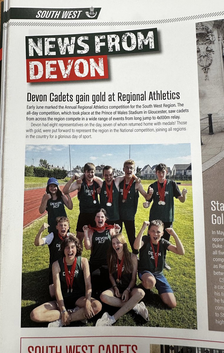 acfswsport's tweet photo. Well done to our sporting superstars who were featured in the Autumn issue of Bugle magazine 🤩👏🏼🏆 we love to see it!! @BACFBristol @WiltsACF @ACF_Devon @CornwallACF @GlosACF @Dorsetacf @SomersetACF @RiflesRegiment https://t.co/mjVp6RWALR