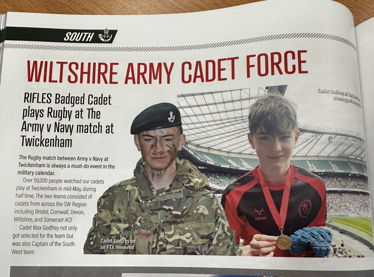 acfswsport's tweet photo. Well done to our sporting superstars who were featured in the Autumn issue of Bugle magazine 🤩👏🏼🏆 we love to see it!! @BACFBristol @WiltsACF @ACF_Devon @CornwallACF @GlosACF @Dorsetacf @SomersetACF @RiflesRegiment https://t.co/mjVp6RWALR