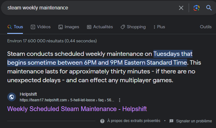 Cyn0my's tweet photo. @Steam Weekly reminder steam maintenance every tuesday https://t.co/2CmvvAyeoa