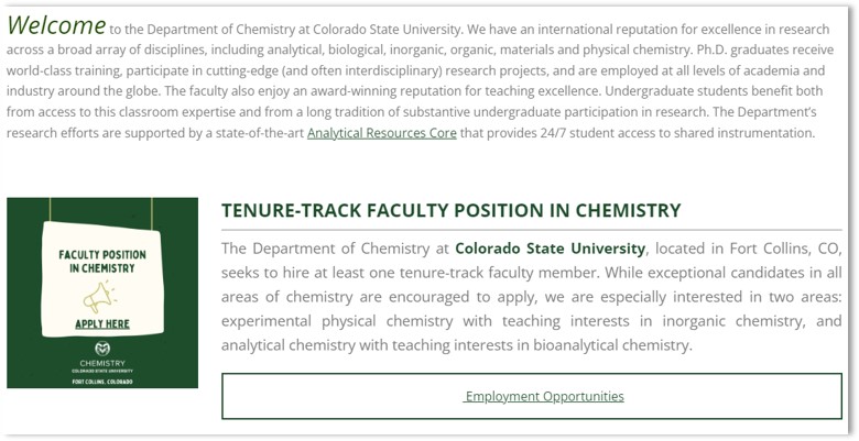 CSU Department of Chemistry (@csu_chemistry) on Twitter photo For more information/to apply: jobs.colostate.edu/postings/134479. Questions should be directed to Chair, Faculty Search Committee, CHEM_search@mail.colostate.edu. Applications completed by 11:59 PM (MT) on 11/5/23 will receive full consideration. For more information/to apply: jobs.colostate.edu/postings/134479. Questions should be directed to Chair, Faculty Search Committee, CHEM_search@mail.colostate.edu. Applications completed by 11:59 PM (MT) on 11/5/23 will receive full consideration.
