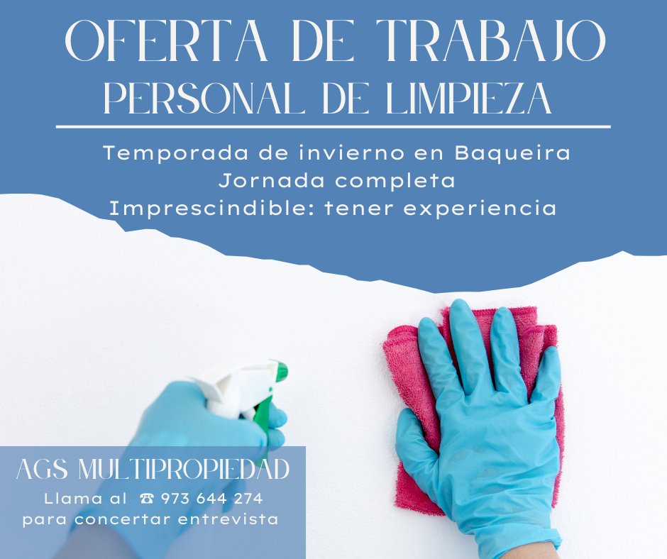 Multi_Baqueira's tweet photo. Oferta de trabajo en Multibaqueira para la temporada de invierno
Si te interesa, envía tu CV a 📧 solneu@solneubaqueira.com o llama al ☎️ 973 64 42 74
#ofertatrabajo #ofertatreball #baqueira #valdaran #nautaran https://t.co/3Zta83g6f8