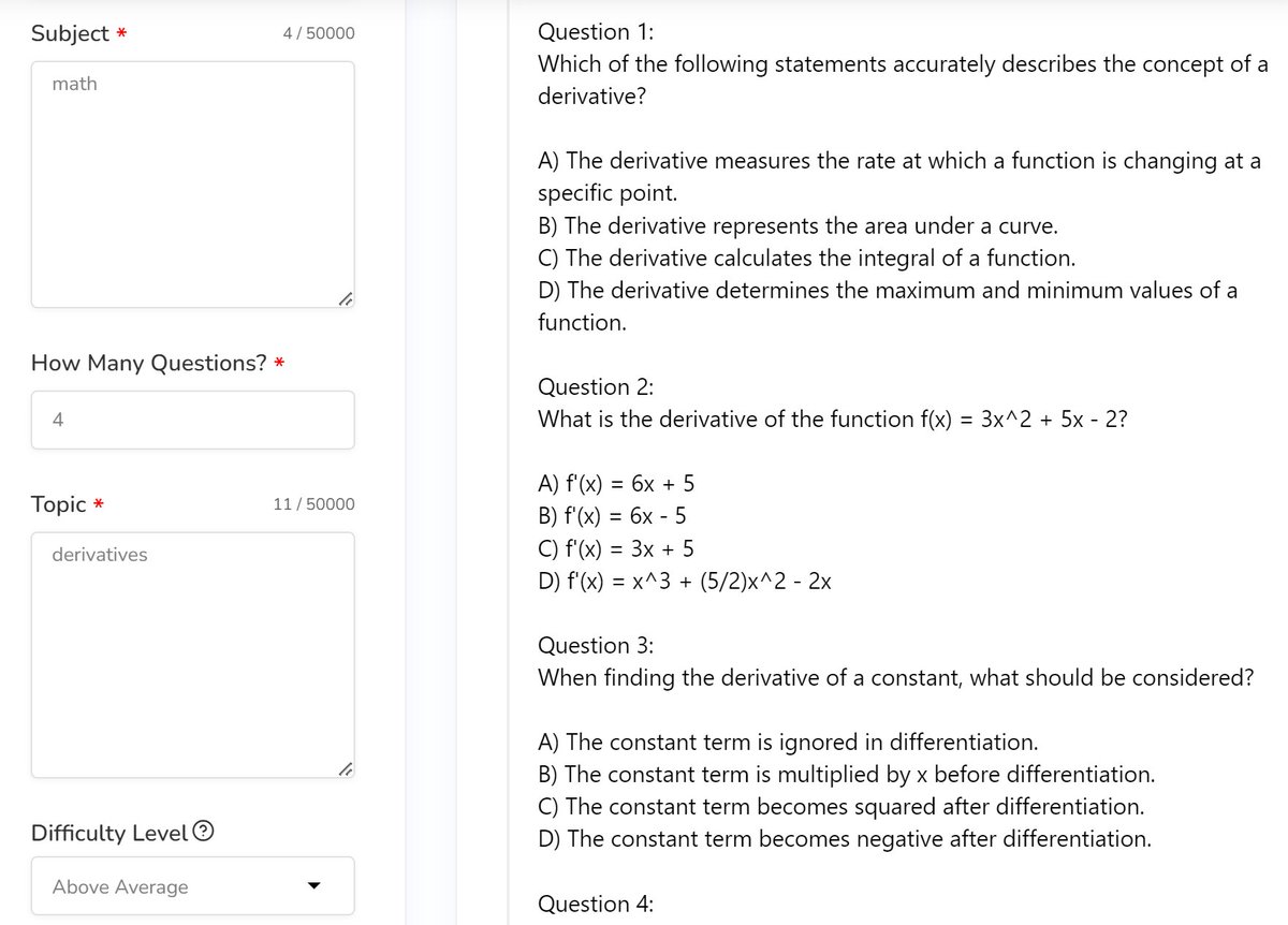 ExamstudyAI's tweet image. Studying for your AP test ? No worries, ExamStudy has your back. Now, you can create questions to study for your test. Just enter the topic you want to study and crack on. Try it out at ExamStudy !
#AP #Math  #Biology  #Physics
