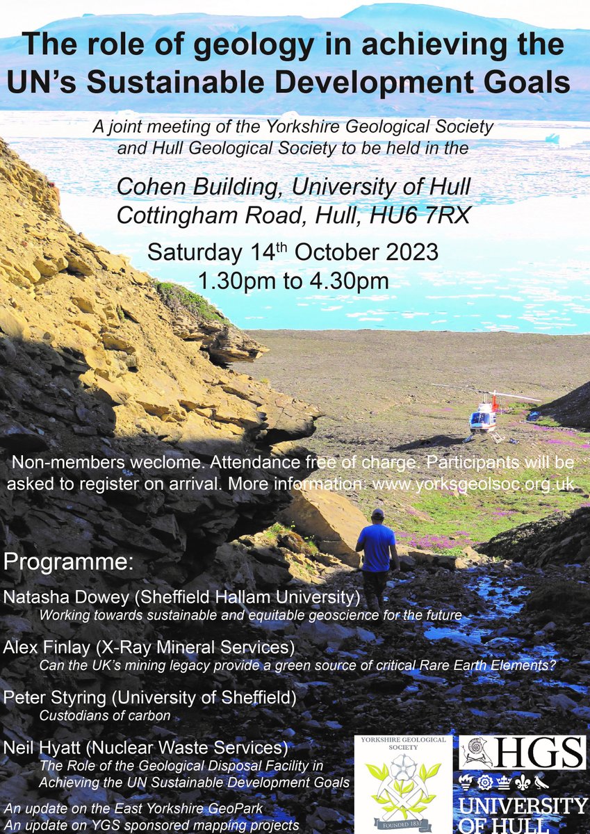 For the Geosciences to have a future we must tackle falling student recruitment and increase diversity within our subject!

Join us and <a href="/DrNatashaDowey/">Dr Natasha Dowey</a> at <a href="/UniOfHull/">University of Hull</a> to explore some initiatives and research taking place to jolt geoscience into the future.

yorksgeolsoc.org.uk/events-list/su…