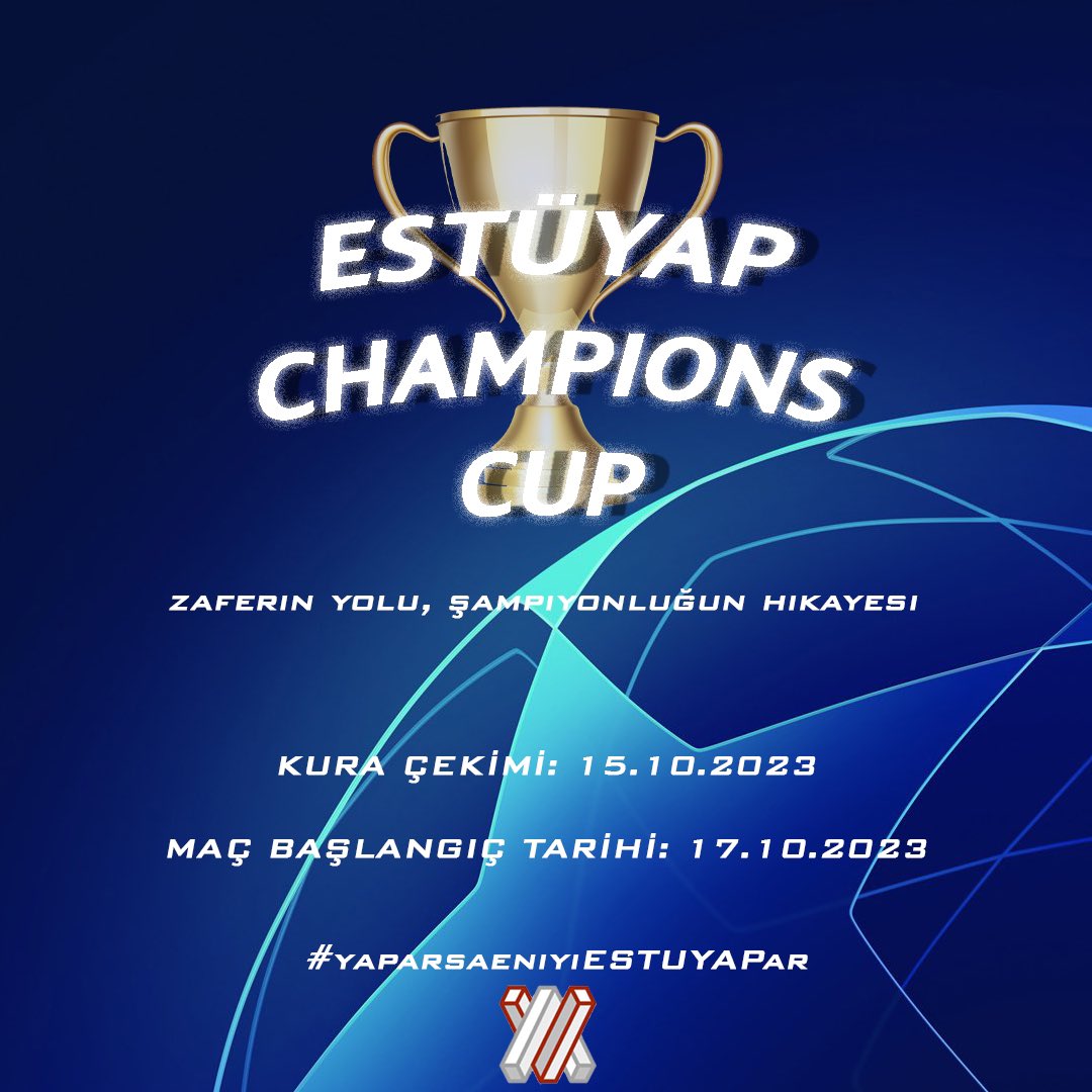 🏆 ESTÜYAP CHAMPİONS CUP BAŞLIYOR 🏆

🏅 Geniş ödül havuzu ile ilk 3'e giren takımlara madalya ve birinci takıma kupa! 

ESTÜYAP CHAMPİONS CUP’a katılmak için aşağıdaki başvuru formunu doldurabilirsiniz.👇

docs.google.com/forms/d/e/1FAI…

#yaparsaeniyiESTÜYAPar