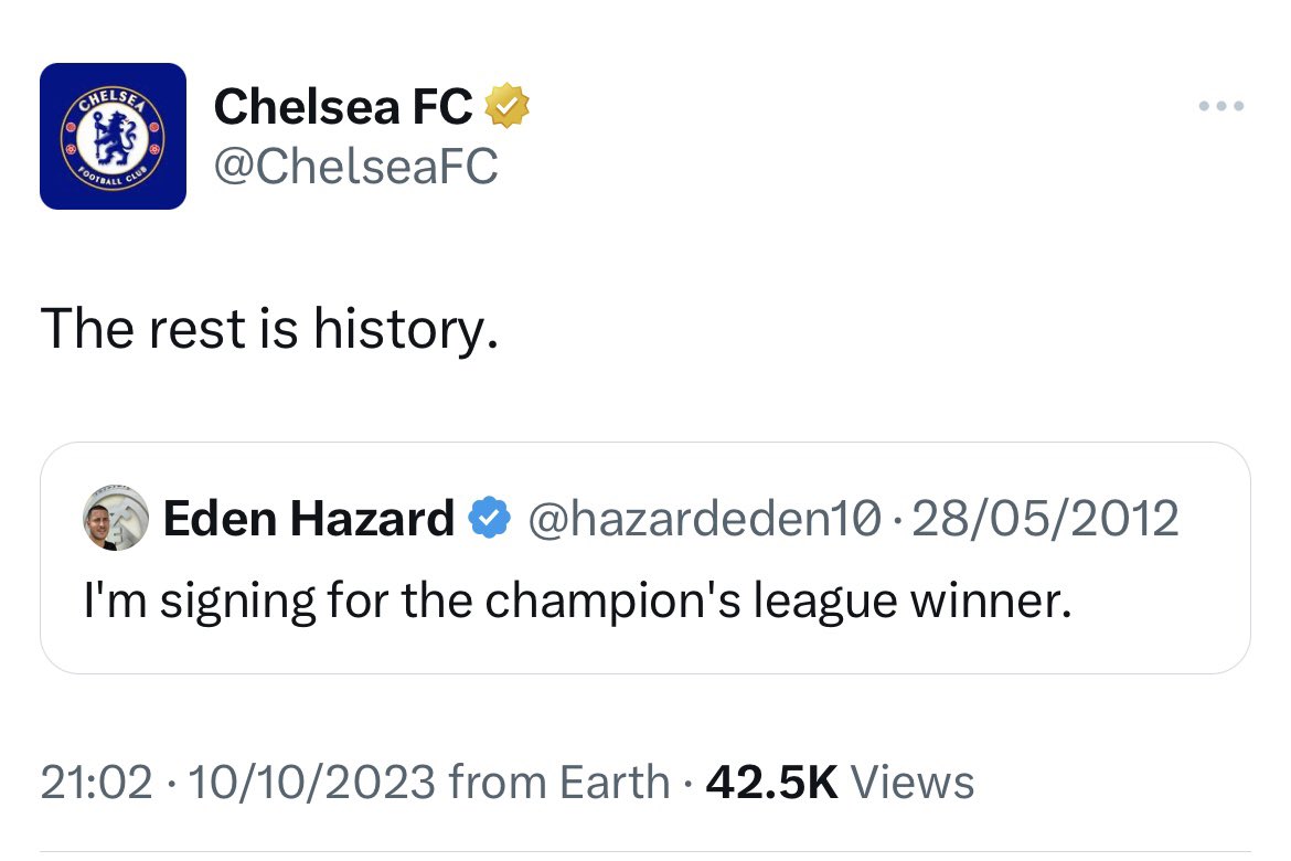 FrankKhalidUK's tweet photo. My all time favourite tweet from Eden Hazard in 2012. https://t.co/na9zGpqrX0