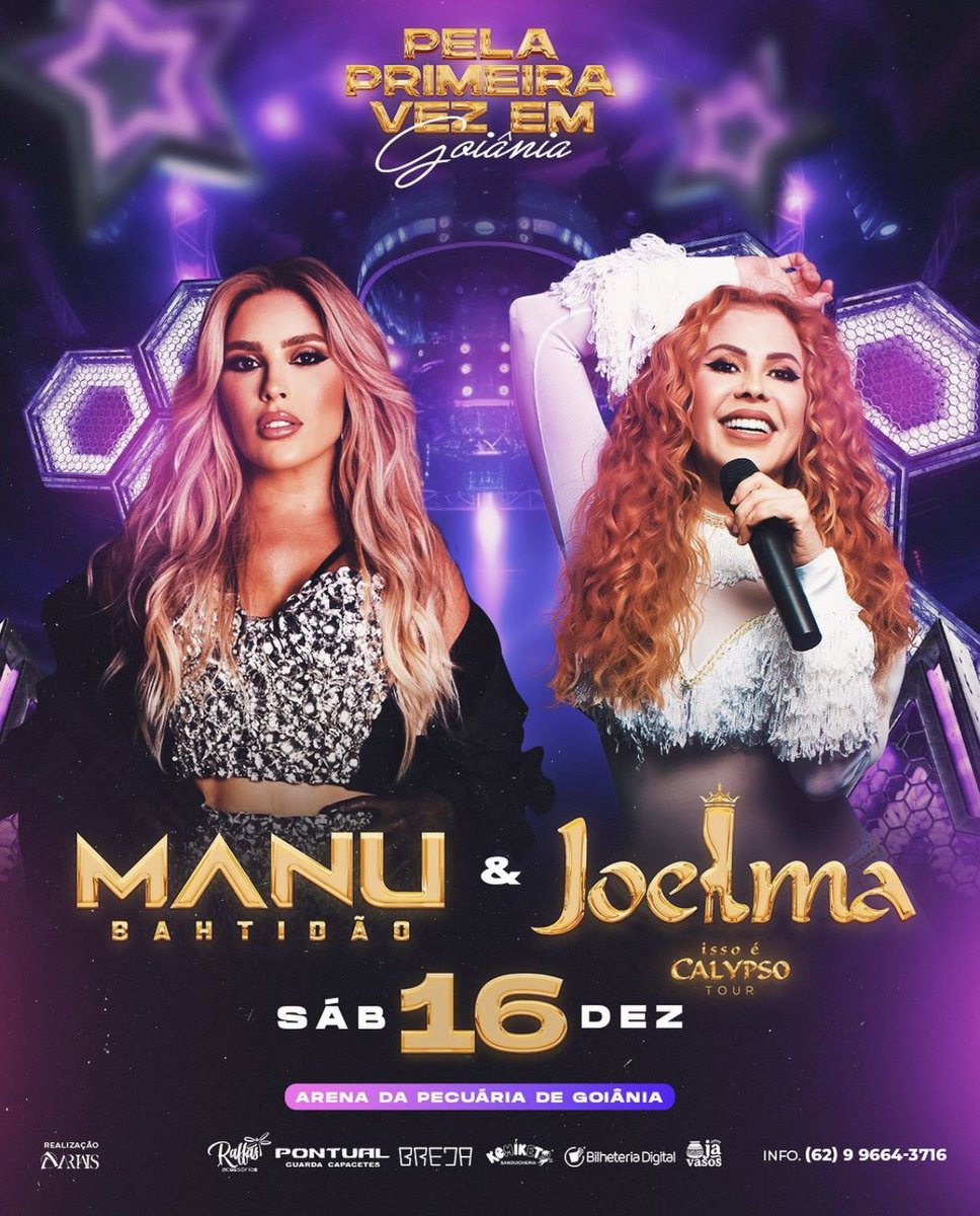 antonisertanejo's tweet photo. A sensação do momento Manu Bahtidao faz a sua primeira apresentação em Goiânia dia 16/12 na “Pecuária De Goiânia”, e junto com ela, a rainha do Calypso, Joelma! 💃🏿🥵👏🏿 https://t.co/pf2GVK0OQg