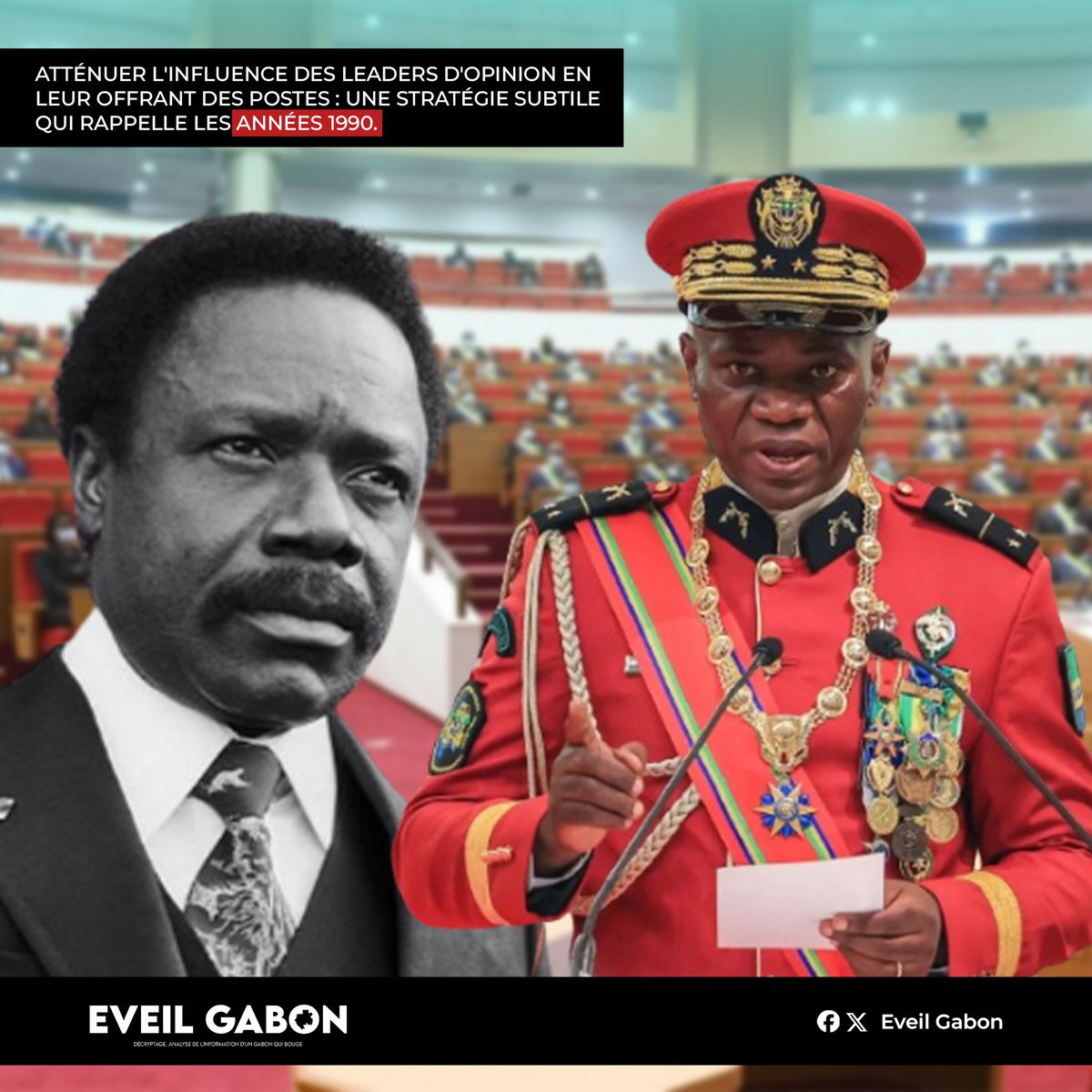 EveilGabon241's tweet photo. La neutralisation des leaders par le CTRI au Gabon évoque des souvenirs de 1990 où des figures protestataires furent apprivoisées par des postes officiels, diluant ainsi l'élan revendicatif. 

Ne risque-t-on pas d'affaiblir les mouvements actuels en répétant l'histoire ? https://t.co/8lEm6Lx731