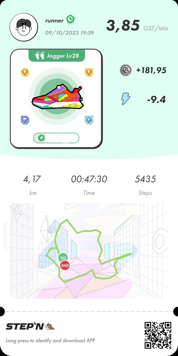 fredericDestruc's tweet photo. Here is my session with STEPN ⚡️👟
@STEP_iN_CRYPTO #STEPN #STEPNevening #STEPNFrance #hautsdefrance https://t.co/2UFMwqgEL4