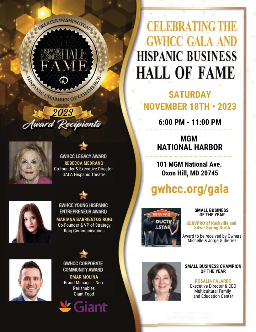 ROIG_DC's tweet image. Congratulations to our co-founder and VP of Strategy @MarianaRoig who will be receiving the Young Hispanic Entrepreneur Award from the @GWHCC #Entrepreneur #Entrepreneurship #GWHCCGALA