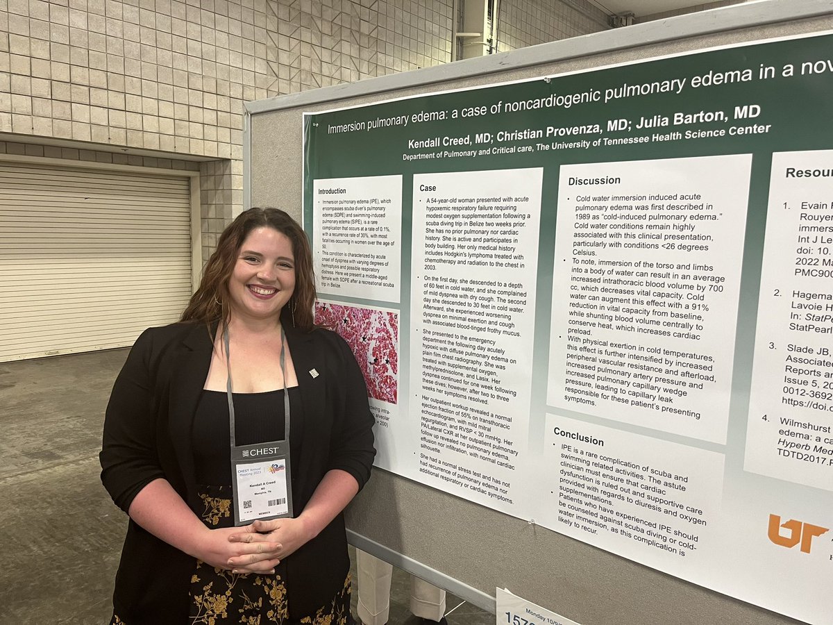 Happening now in pulmonary vascular posters, Kendall Creed MD, former <a href="/ttuhscmed/">TTUHSC School of Medicine</a> <a href="/TTUHSC/">Texas Tech University Health Sciences Center</a> Grad and resident and now stellar PCCM fellow presents at #CHEST2023 <a href="/accpchest/">CHEST</a> #CHESTWomen