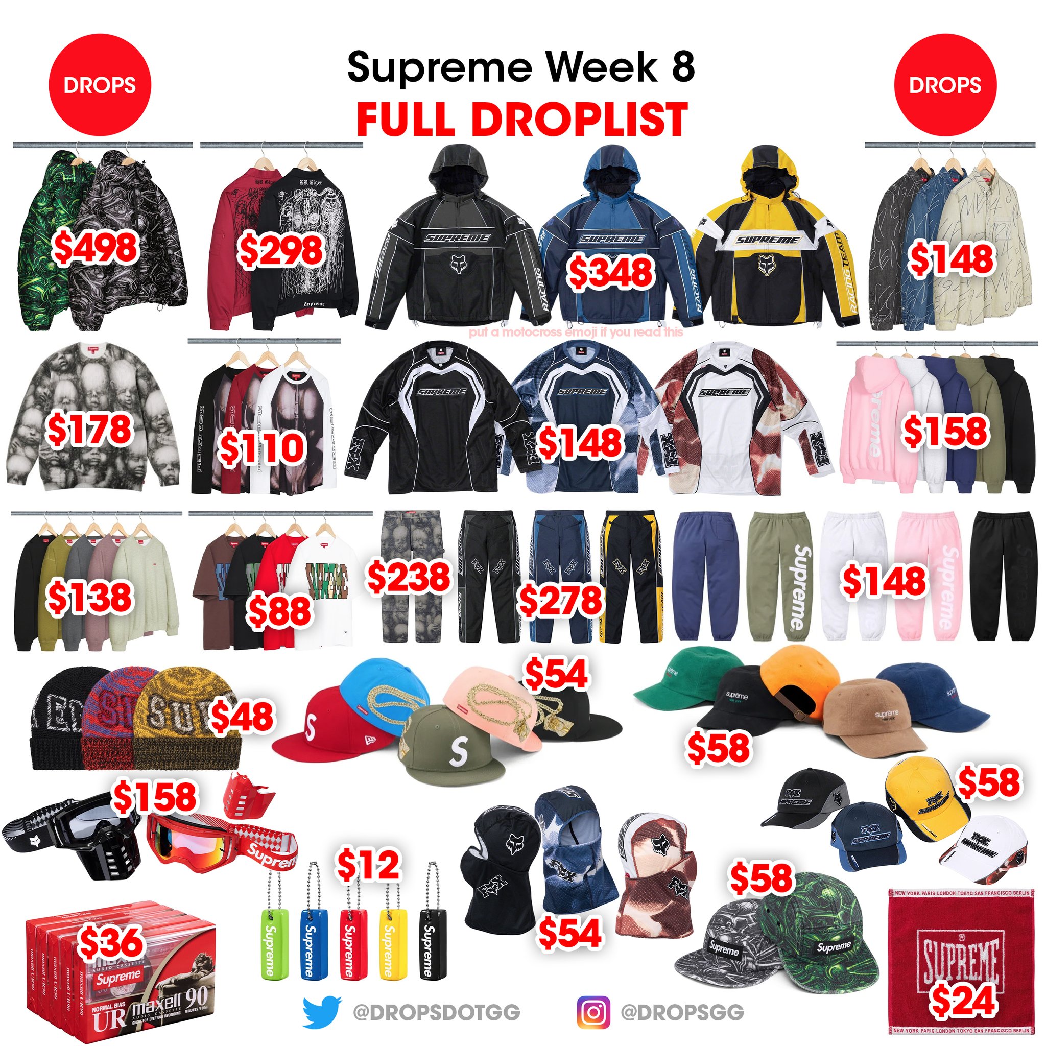 Supreme week 8 drop list new arrivals