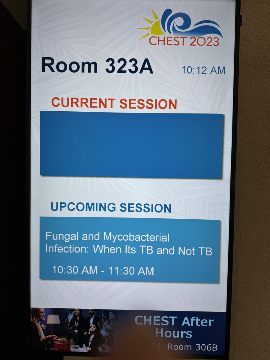 Maida Tiwana (@mydaumair) on Twitter photo #CHEST2023 Fungal and Mycobacterial Infections: When it’s TB and Not TB moderated by <a href="/PulmCritCincyMD/">Umair Khawar, MD</a>
Session to start at 10:30 AM #CHEST2023 Fungal and Mycobacterial Infections: When it’s TB and Not TB moderated by <a href="/PulmCritCincyMD/">Umair Khawar, MD</a>
Session to start at 10:30 AM