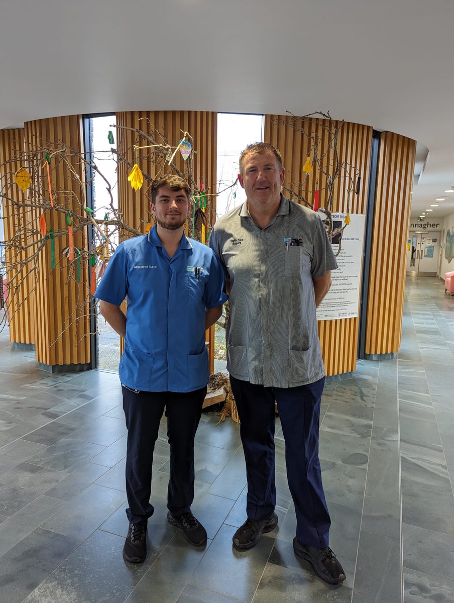 On World Mental Health Day we celebrate another family duo in Grangewood 💙🎊 Colm proudly, showing his son Jake the ropes at the start of his nursing career @WesternHSCTrust @ColmHarkin1