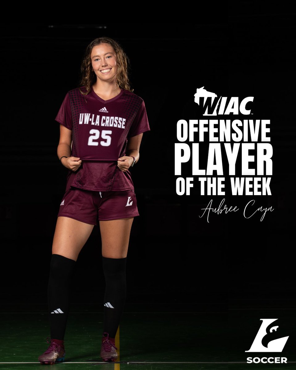 UWL_Soccer's tweet photo. First Year forward Aubree Caya earns WIAC Offensive Player of the Week honors for the first time in her collegiate career !! π¦
πͺοΈπ₯ #UWLSoccer #FindItWithin #Believe https://t.co/C7HUttSTXI