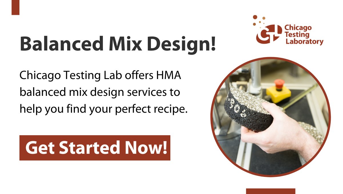 CHITestingLab's tweet image. The professionals at Chicago Testing Lab have just that– our experience with hot mix asphalt design and testing means we can guide you to the right mix for your needs. 

Start here!
bit.ly/47hfMxe

#ChicagoTestingLab #BalancedMixDesign #AsphaltDesign #HotMixAsphalt