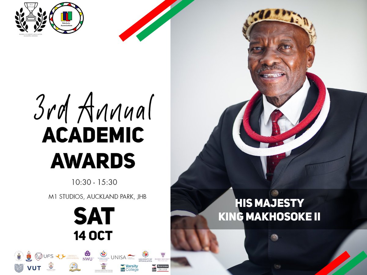 BREAKING: We are delighted to announce that His Majesty King Makhosoke II will be attending the 3rd Annual NSA Academic Awards ceremony. This momentous event is set to take place on 14th October 2023 at the M1 Studios SABC Headquarters, Auckland Park Johannesburg.