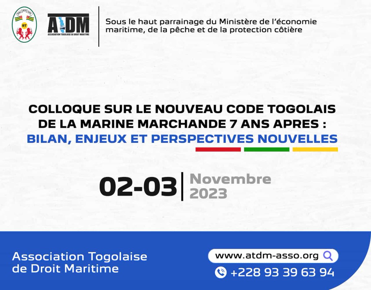 ModestePouli's tweet photo. Un colloque qui va booster le secteur maritime togolais. @PresidenceTg @PrimatureTogo @SggTogo  @MaritimeTg @kokouedemTENGUE @maritimafrica @maria_shipping @IMOHQ @IMOsecurity @AssoAtdm @DiplomaticIfe @CTrimua @Ayewouadan @ghorbel_mourad @IMOIMLI @MaritimeGhana https://t.co/w8vxejTmYZ