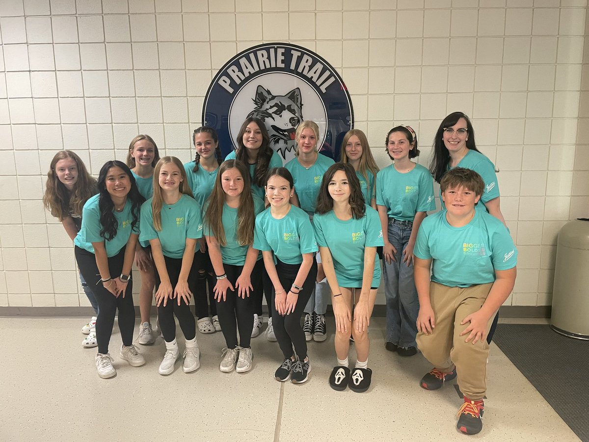 Yearbook staff in our new t-shirts to rep our publishing company Jostens! The 23-24 yearbook will be awesome, so make sure you purchase your copy through Intouch today!! @MrsJonesPRT <a href="/PRT_Huskies/">Prairie Trail</a> <a href="/BMellenPRT/">BMellenPRT</a> <a href="/JenniferStos/">Jennifer Stoskopf</a>