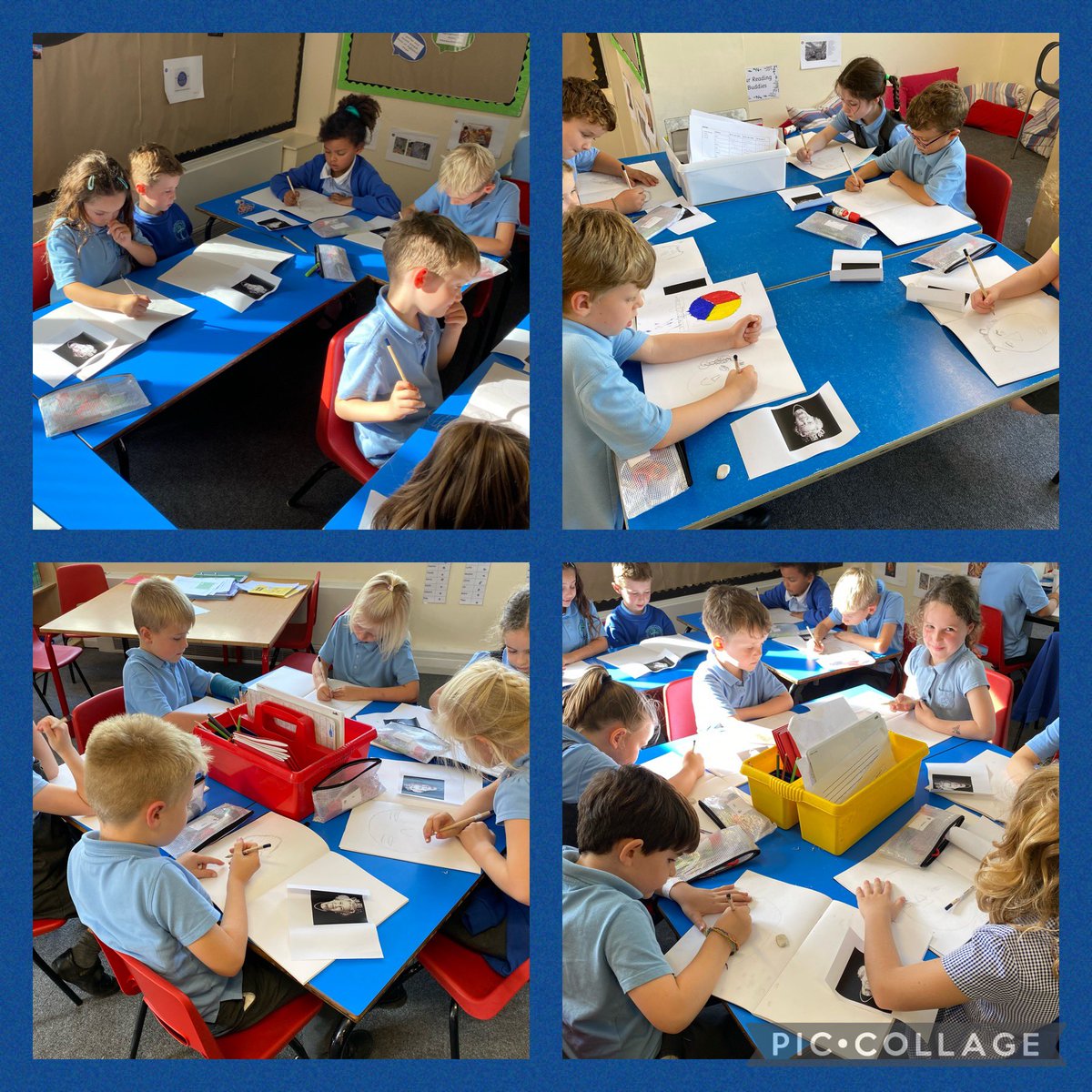 Full on concentration doing our portrait pictures! <a href="/WilberfossPS/">Wilberfoss Primary</a> #wpscurriculum #art